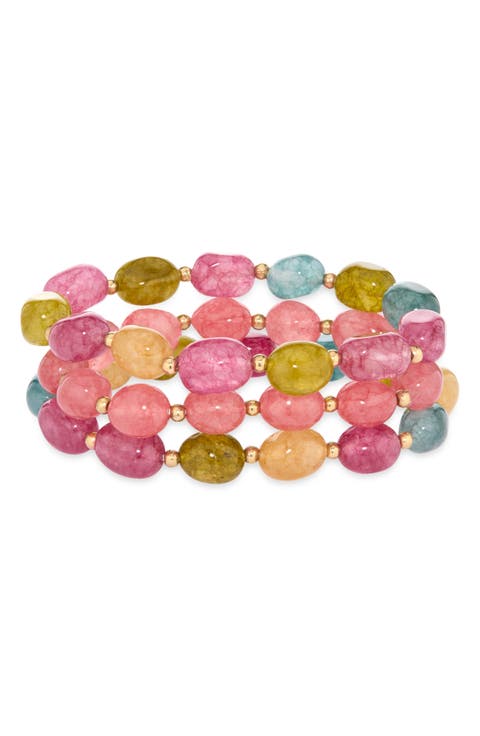Set of 3 Beaded Stretch Bracelets