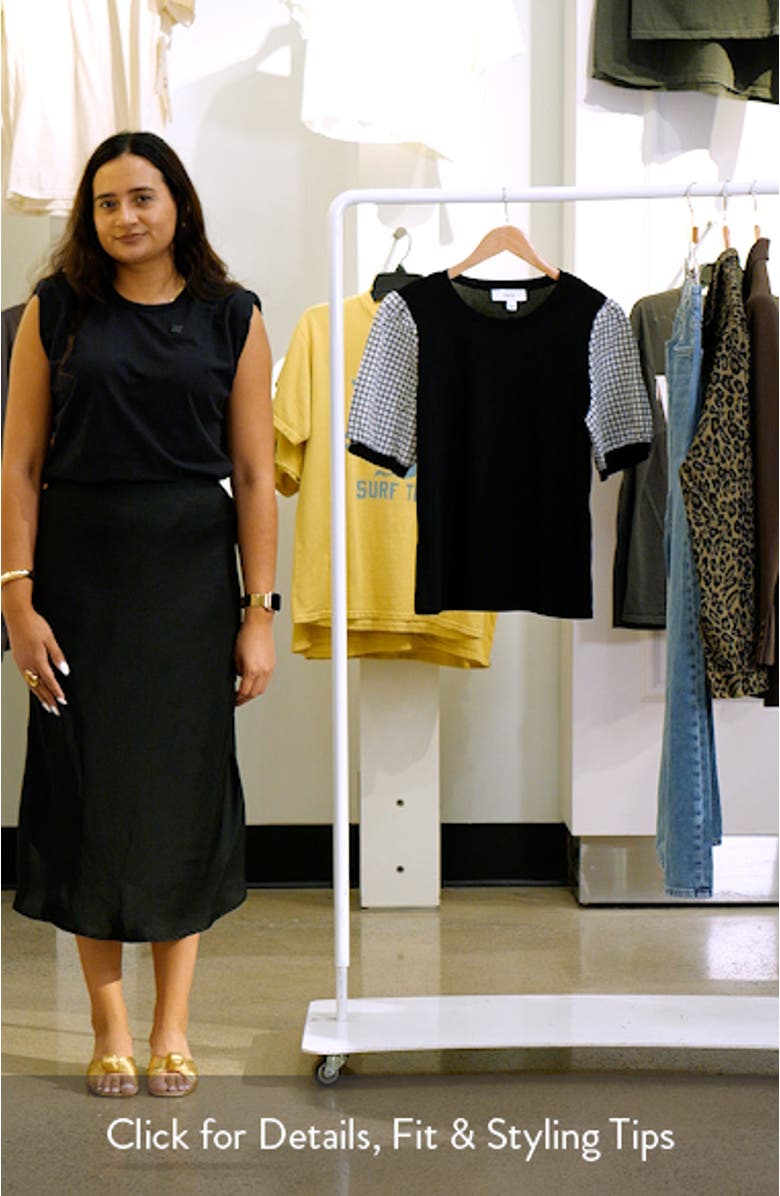 Gingham Puff Sleeve Mixed Media Top, sales video thumbnail