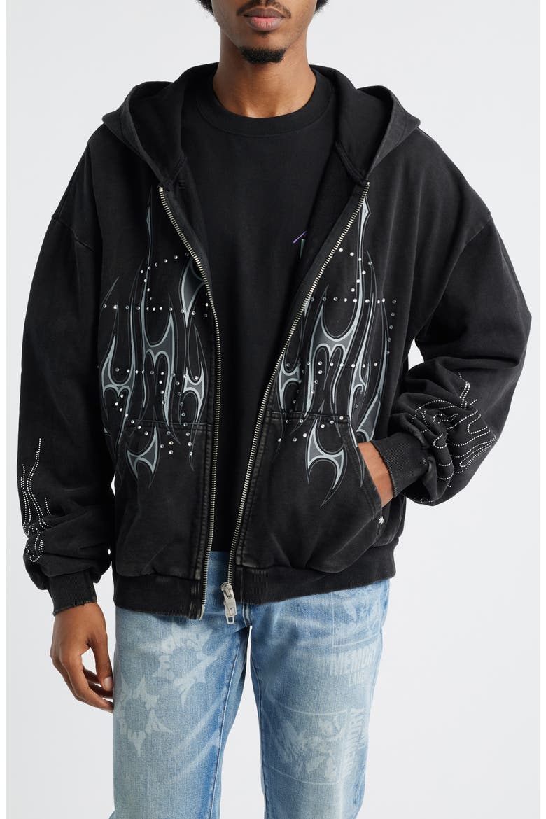 Flame Studded Graphic Zip Hoodie (Men) | Nordstrom