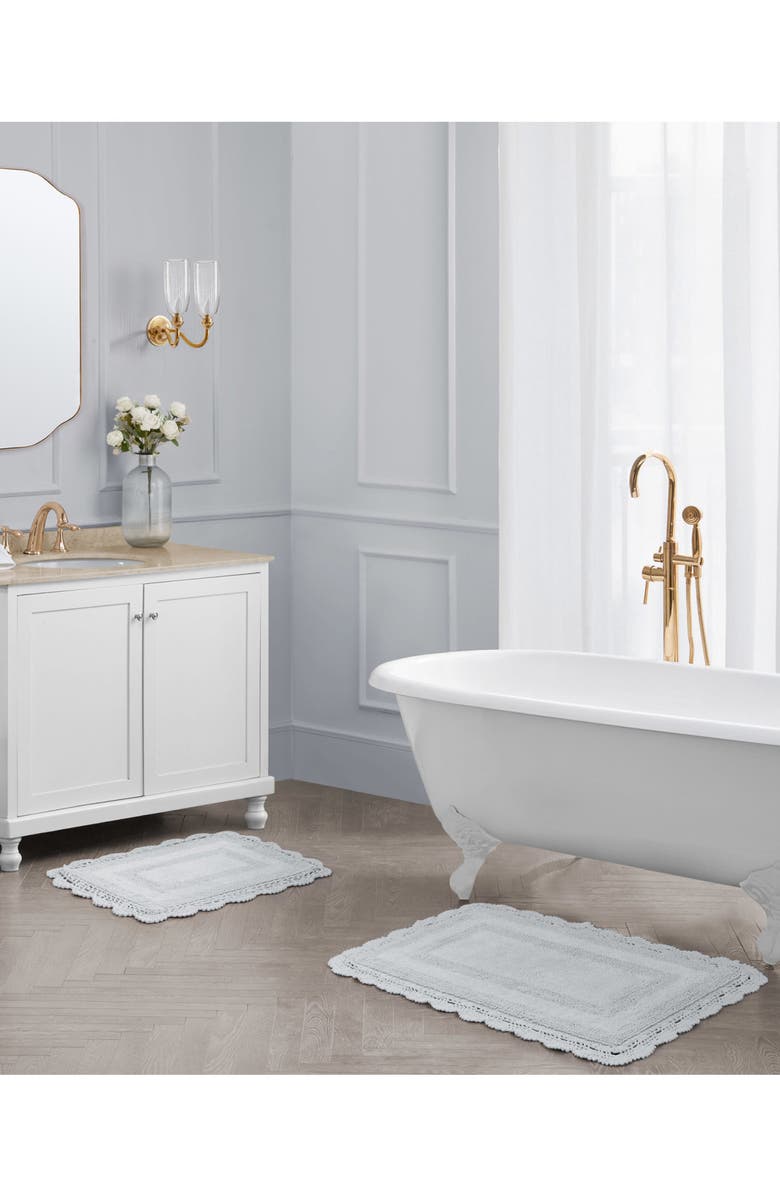 Laura Ashley Reversible Crochet Cotton 2-Piece Bath Mat Set, Alternate, color,