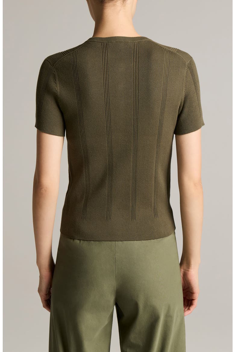 Short Sleeve Rib Knit Cardigan, Alternate, color, PINE GROVE