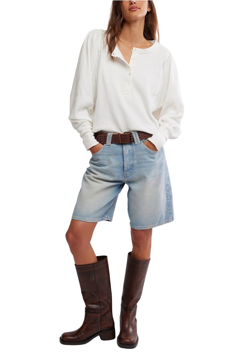 Free People Quinn Rib Henley Top, Alternate, color, Ivory