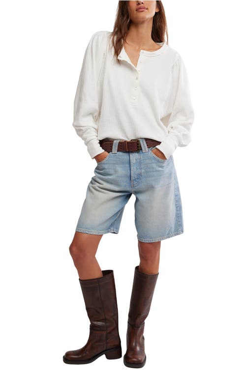 Free People Quinn Rib Henley Top In White