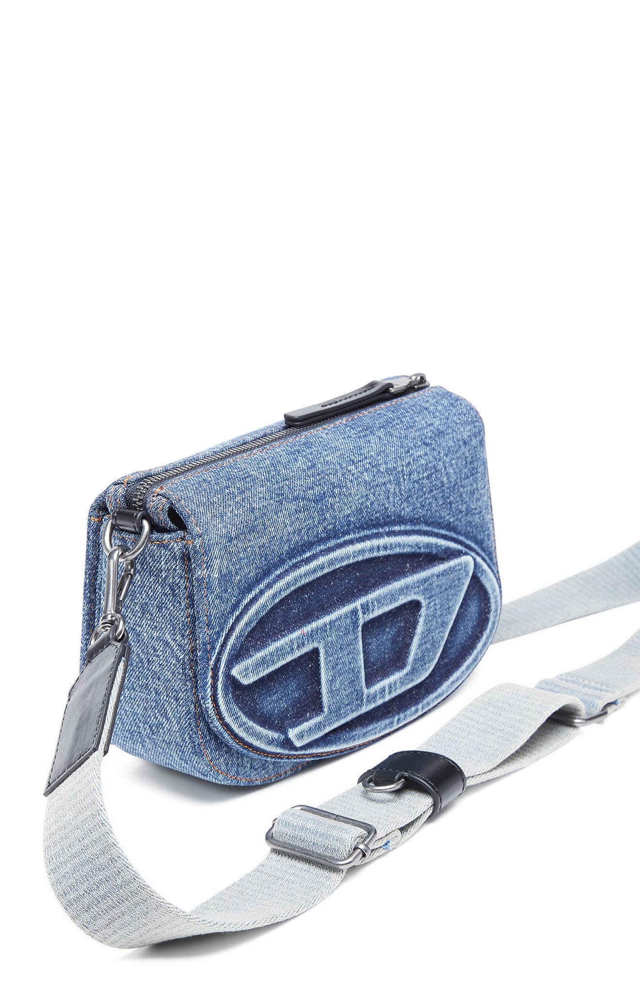 DIESEL<sup
®</sup
 1DR 2.0 Logo Denim Crossbody Bag, Alternate, color, Indigo/ Blue