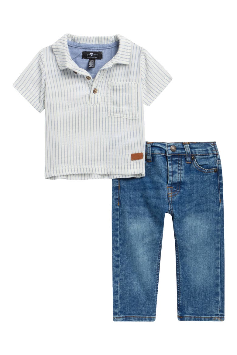 Polo & Jeans Set, Main, color, VANILLA