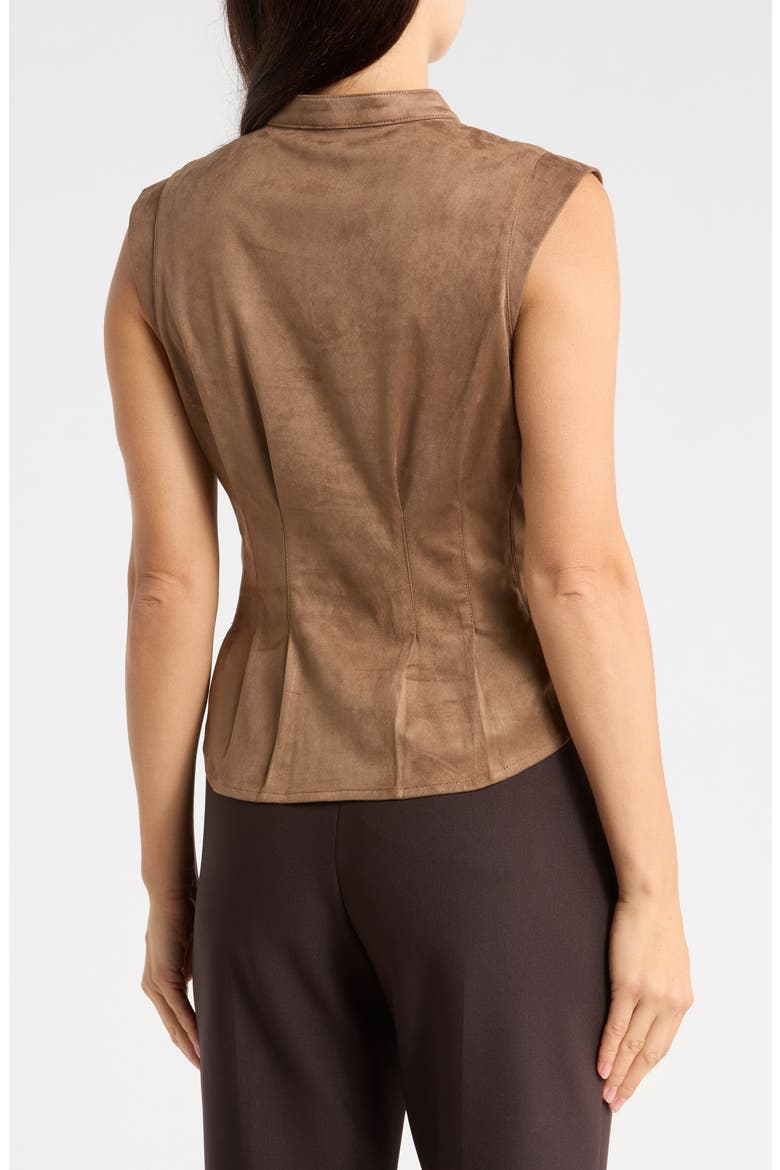 Fitted Waist Faux Suede Top, Alternate, color, MUSHROOM