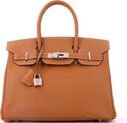 Pre-Owned Hermes Birkin Handbag Brown Epsom with Palladium Hardware 30