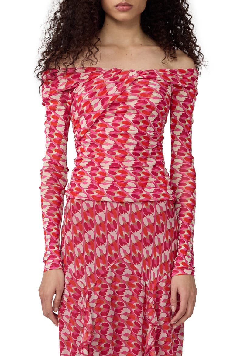 Scout Long Sleeve Off the Shoulder Chain Print Top, Main, color, POP LINK MINI BLONDIE PINK