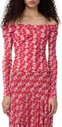 Diane von Furstenberg Scout Long Sleeve Off the Shoulder Chain Print Top