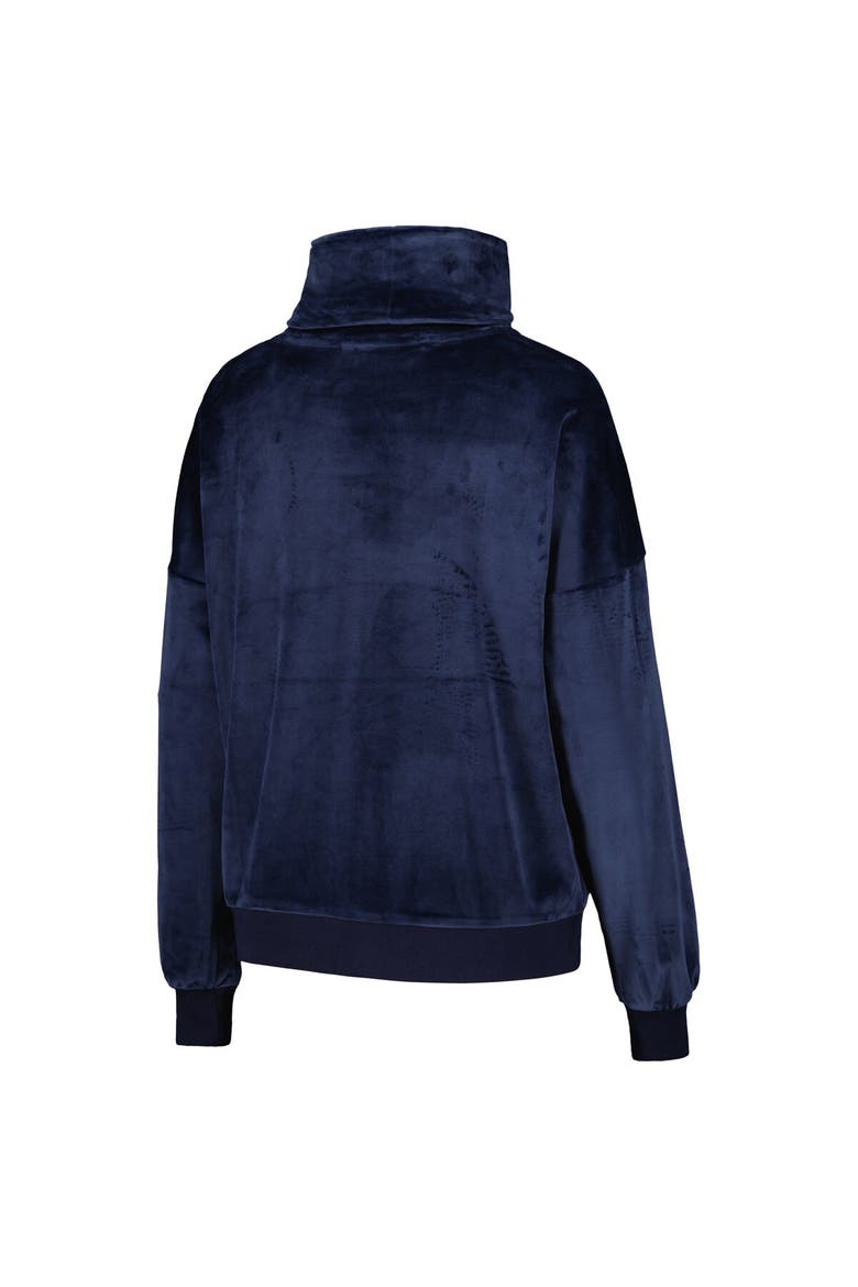 Women's DKNY Sport  Navy Tennessee Titans Deliliah Rhinestone Funnel Neck Pullover Sweatshirt, Alternate, color, Navy