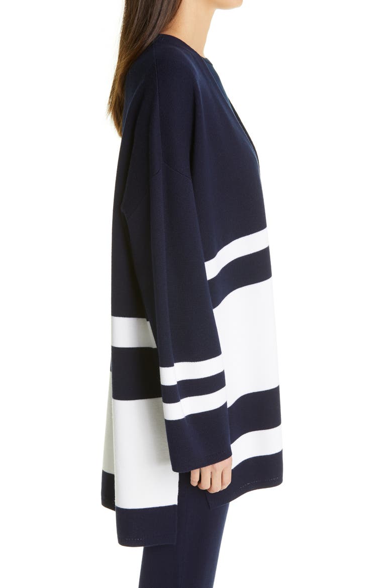 High/Low Milano Knit Cardigan, Alternate, color, NAVY/IVORY