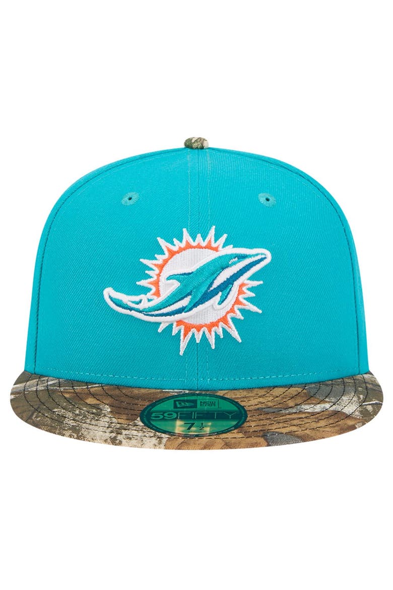 Men's New Era Aqua Miami Dolphins Active Two-Tone Camo 59FIFTY Fitted Hat, Alternate, color, Aqua