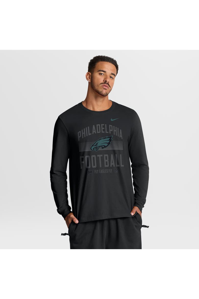 Men's Nike Black Philadelphia Eagles Always Prepared Essential Cotton Long Sleeve T-Shirt, Main, color, Black