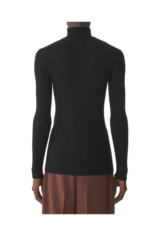 Lanvin Turtleneck Sweater In Merino Wool And Silk In Black