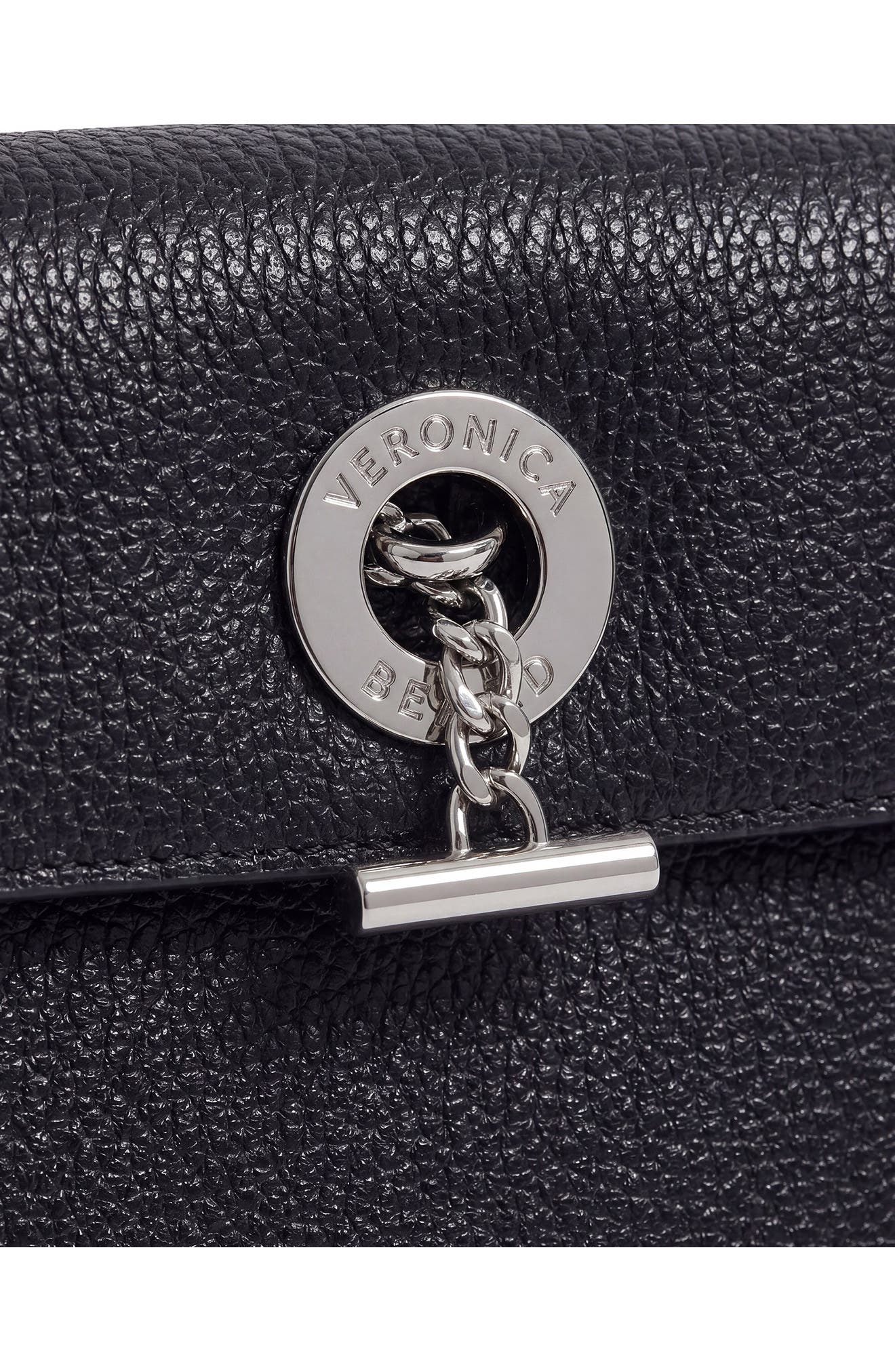 Veronica Beard Anchor Leather Clutch, Alternate, color, Black