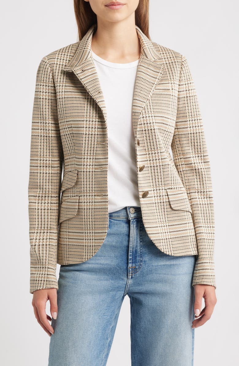 rag & bone Slade Glen Plaid Ponte Knit Blazer, Alternate, color, Tan Multi