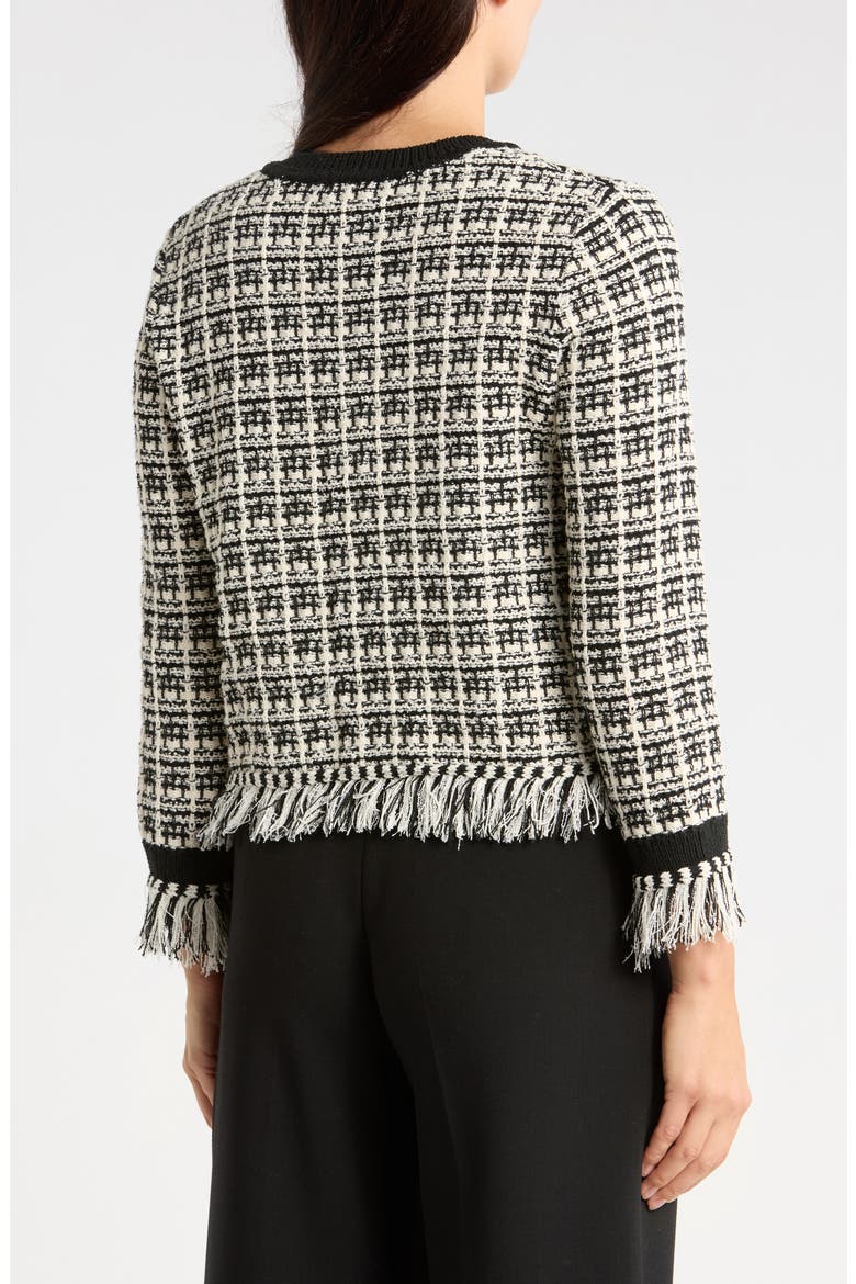Tweed Fringe Cardigan, Alternate, color, BLACK/ CREAM