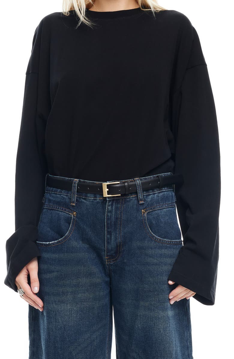 LIONESS Bloom Long Sleeve Knit Shirt, Alternate, color, Onyx