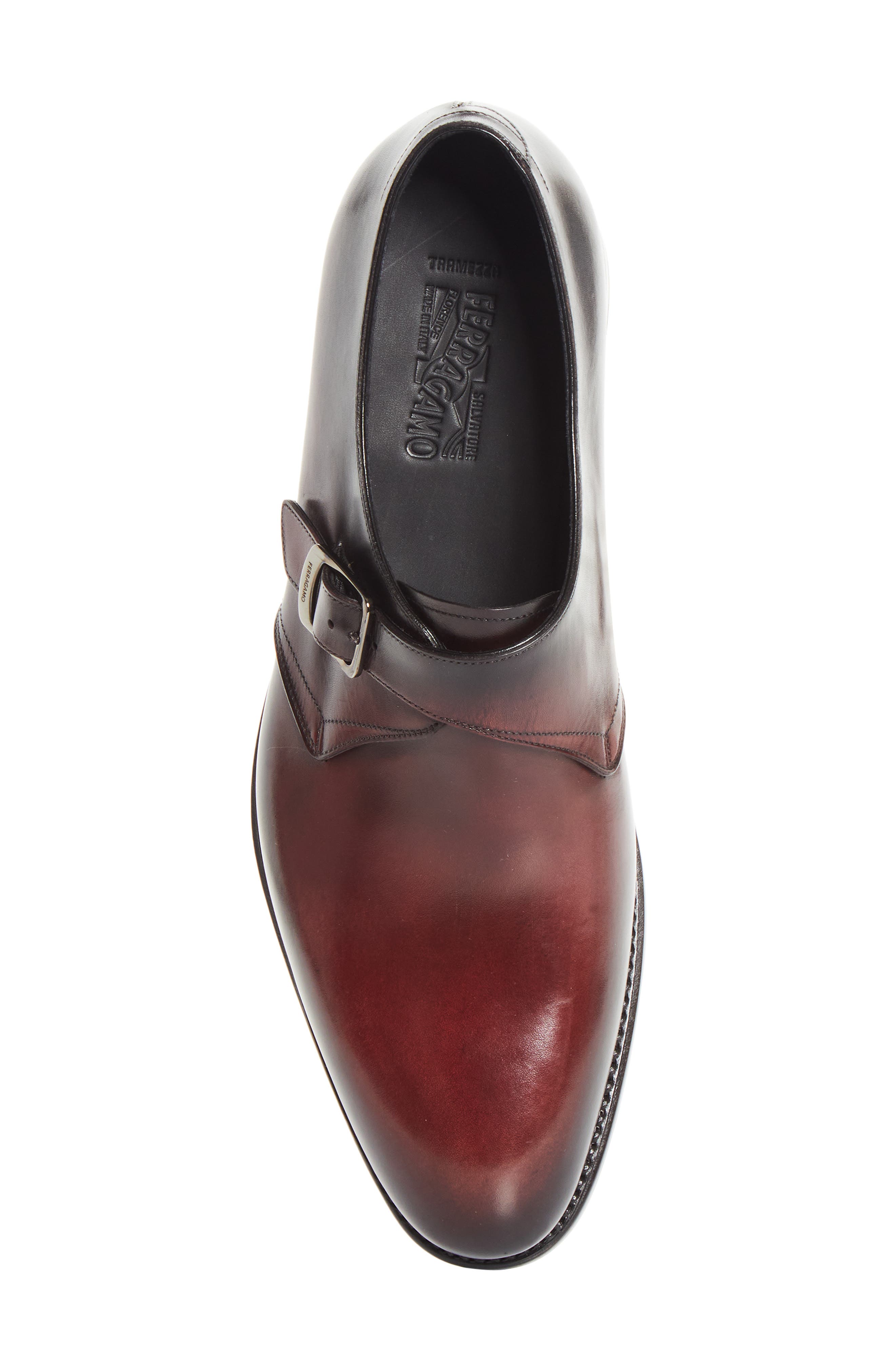 FERRAGAMO Sullivan Single Monk Strap Oxford, Alternate, color, Cordovan/ Nero
