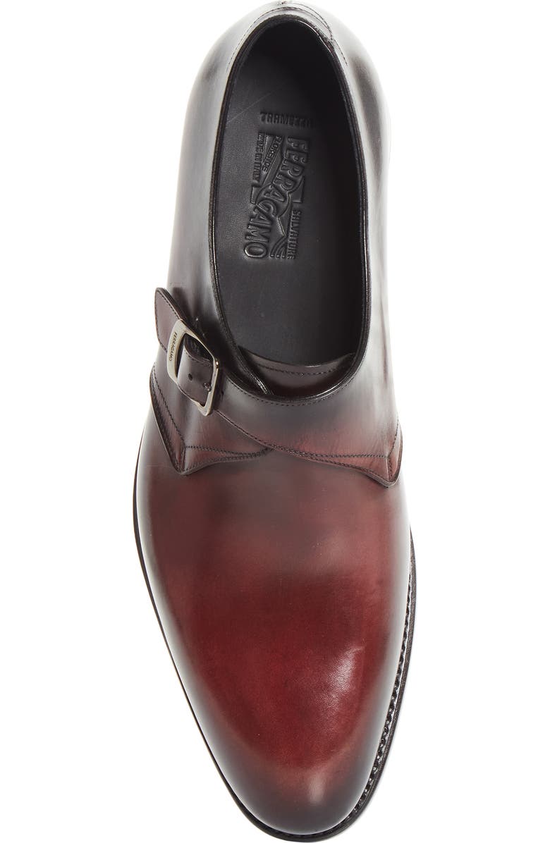 FERRAGAMO Sullivan Single Monk Strap Oxford, Alternate, color, Cordovan/ Nero