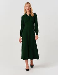 Ghost London Wendy Crepe Collared Midi Dress