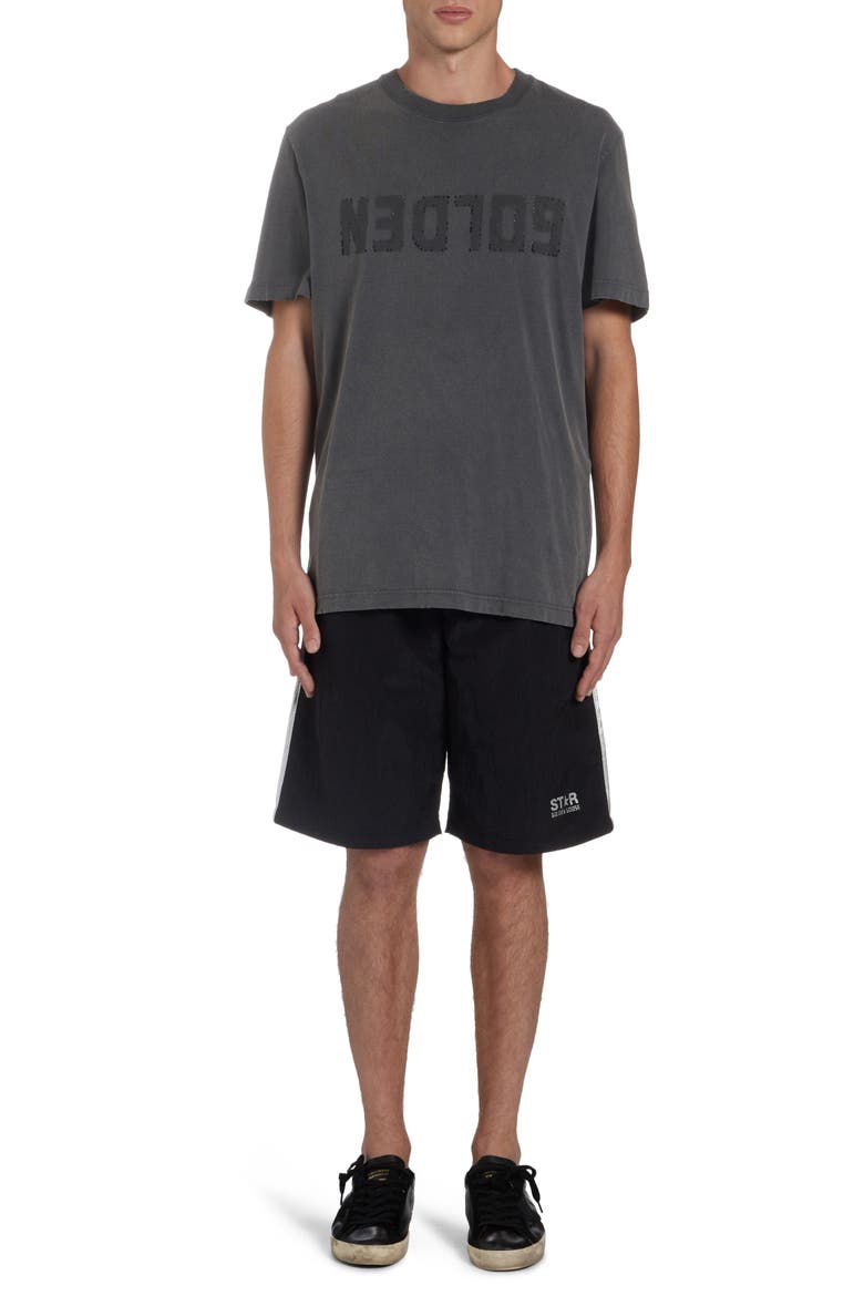 Star Logo Shorts, Alternate, color, BLACK/ SILVER