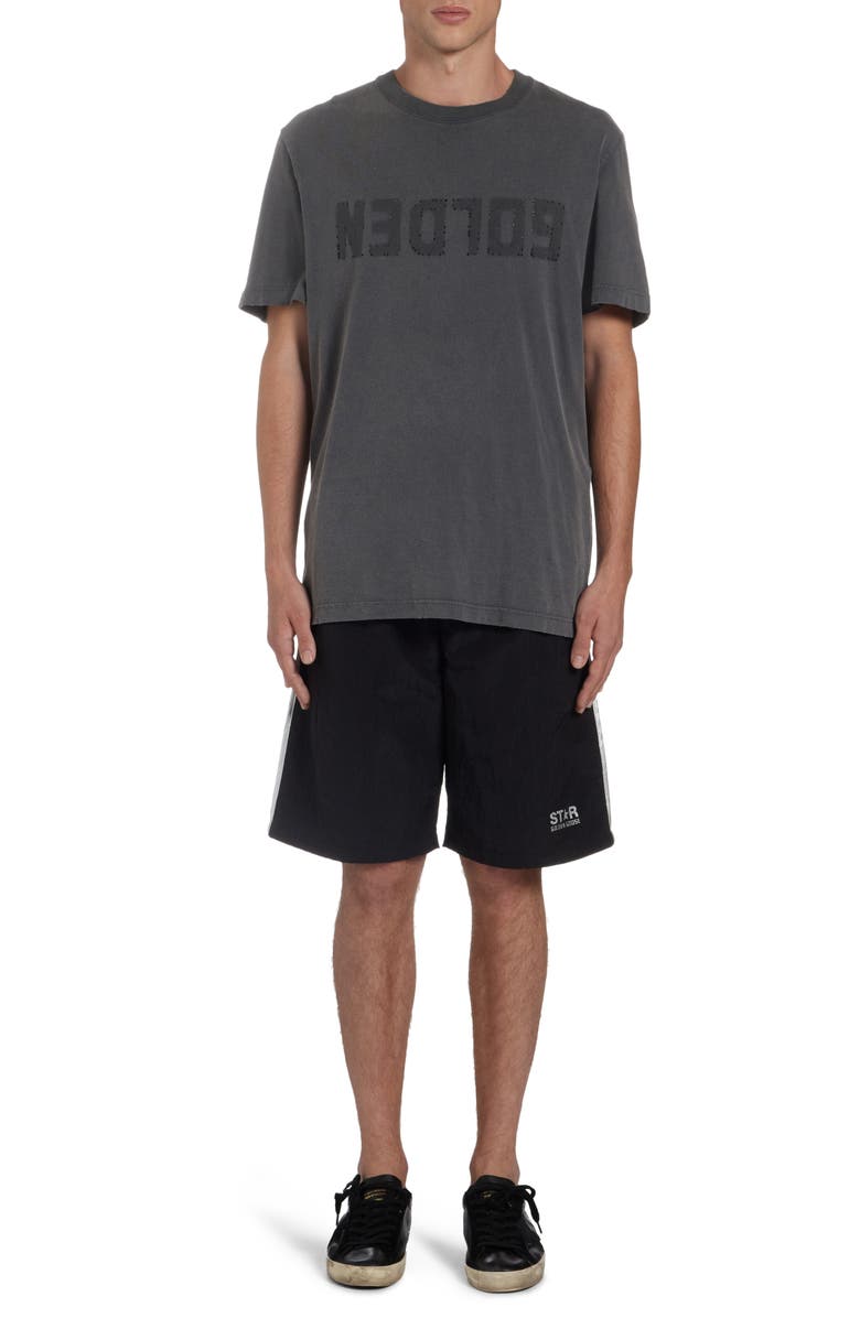 Golden Goose Star Logo Shorts, Alternate, color, Black/ Silver