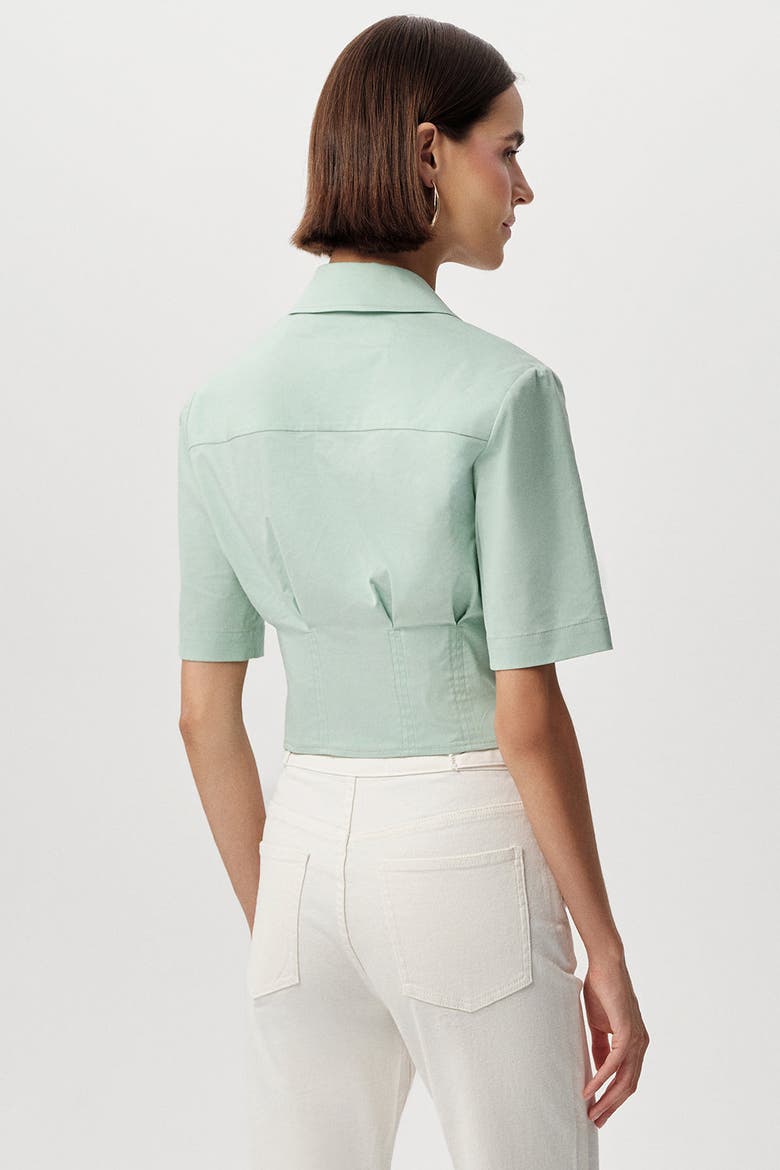 Charm Fitted Pleated Cropped  Shirt, Alternate, color, Green