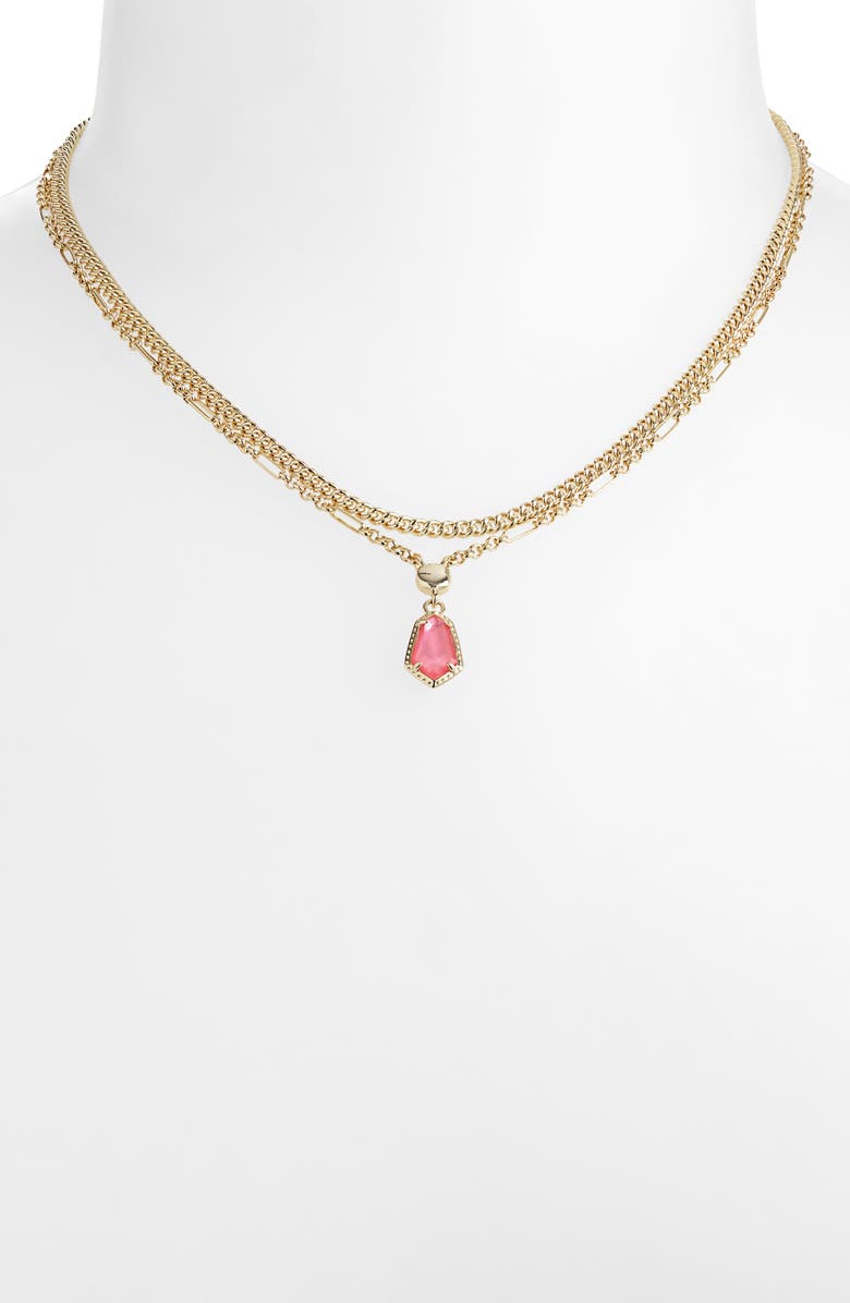 Kendra Scott Alexandria Pendant Layered Necklace, Alternate, color, Gold Pink Illusion