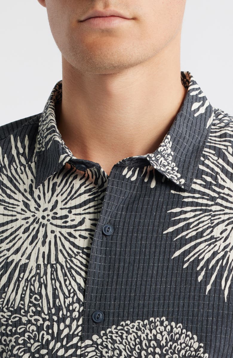 Roark Bless Up Short Sleeve Button-Up Shirt, Alternate, color, Black Floral