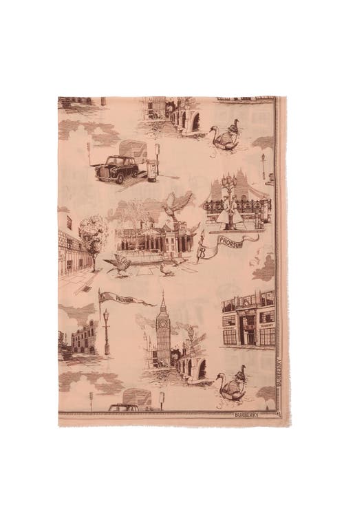 BURBERRY BURBERRY LONDON LANDMARKS WOOL SILK SCARF