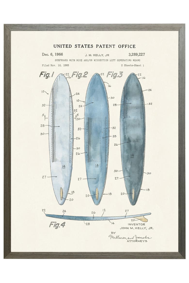 Surfboards Patent in Black Frame, Main, color, No Color