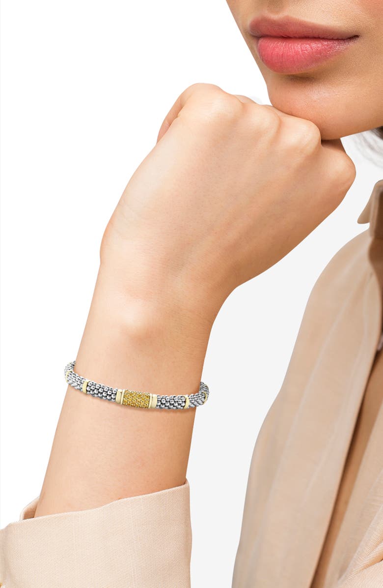 LAGOS Yellow Sapphire Caviar Bead Bracelet, Alternate, color, Silver Gold Yellow Sapphire