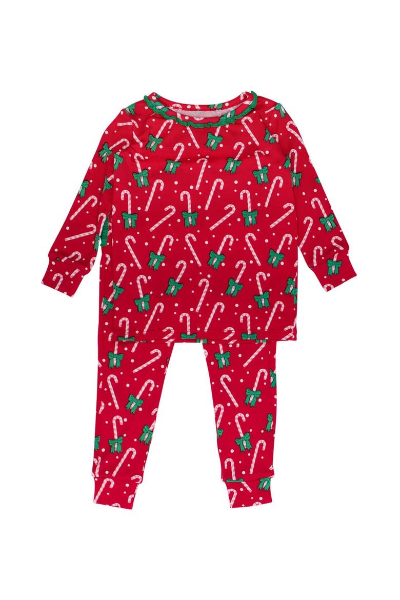 Ruffle Long Sleeve Pajama Set, Signature Rear Ruffles, Main, color, Candy Cane Cutie