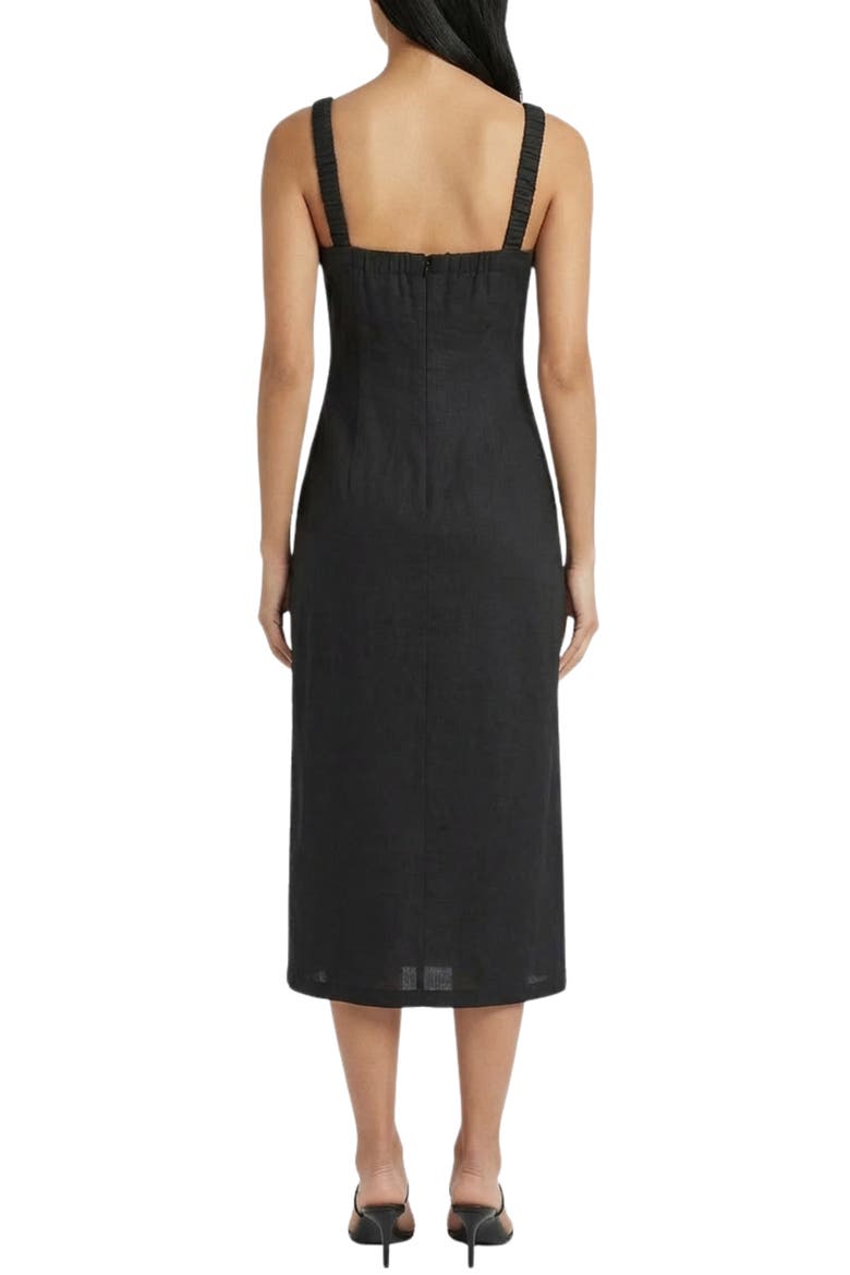 Linen Blend Midi Dress, Alternate, color, BLACK
