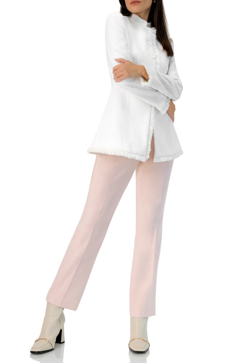 Buttoned Blazer with Fringe Detail, Alternate, color, Ivory