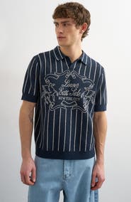 Topman Lower East Side Johnny Collar Jacquard Polo Sweater