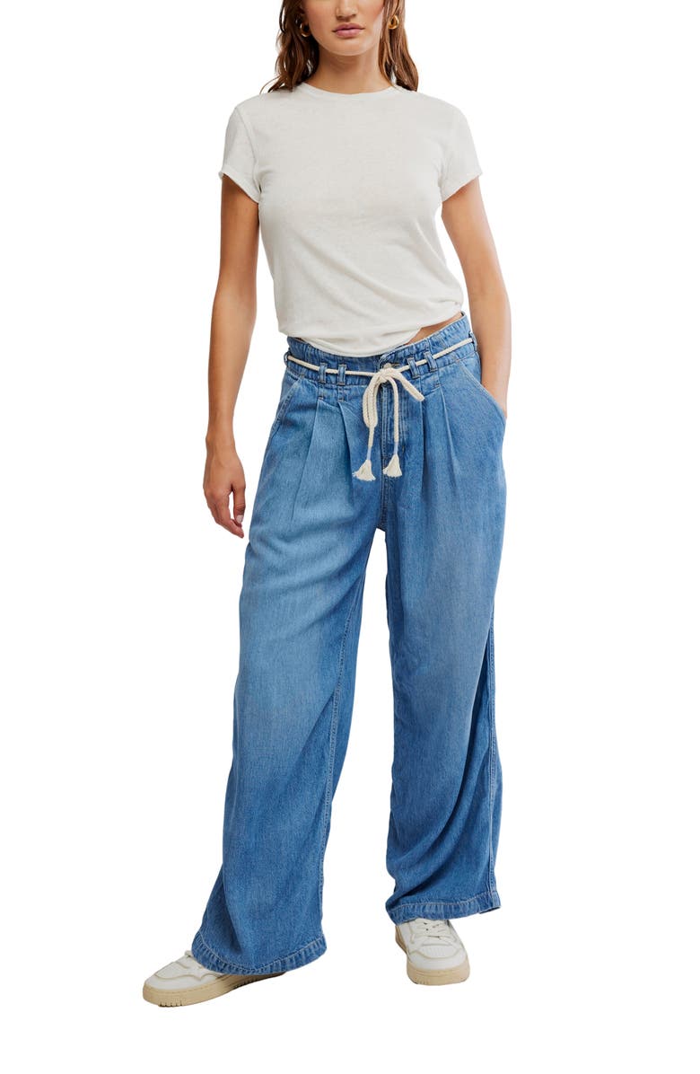 Free People Dakota High Waist Cinched Jeans, Alternate, color, 
