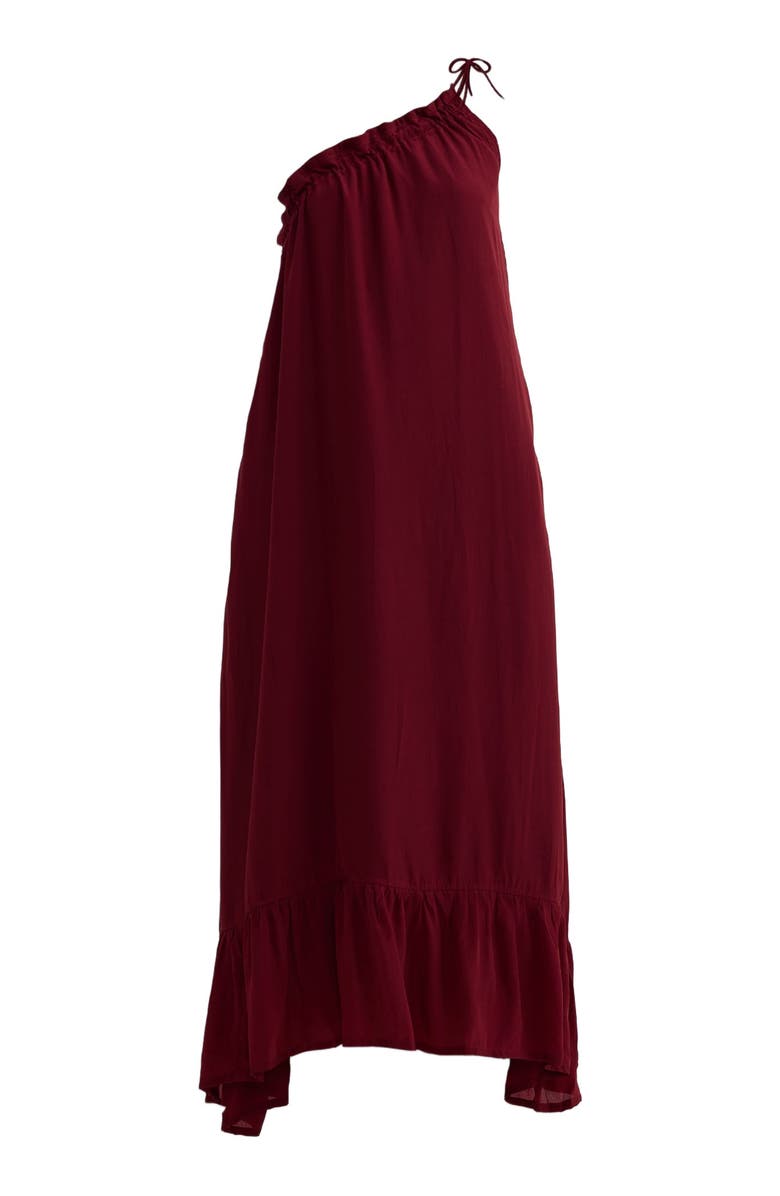 Reistor One-shoulder Midi dress in Burgundy, Alternate, color, Burgundy