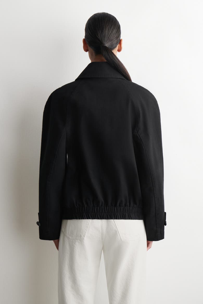 Rounded Cotton Blouson Jacket, Alternate, color, BLACK