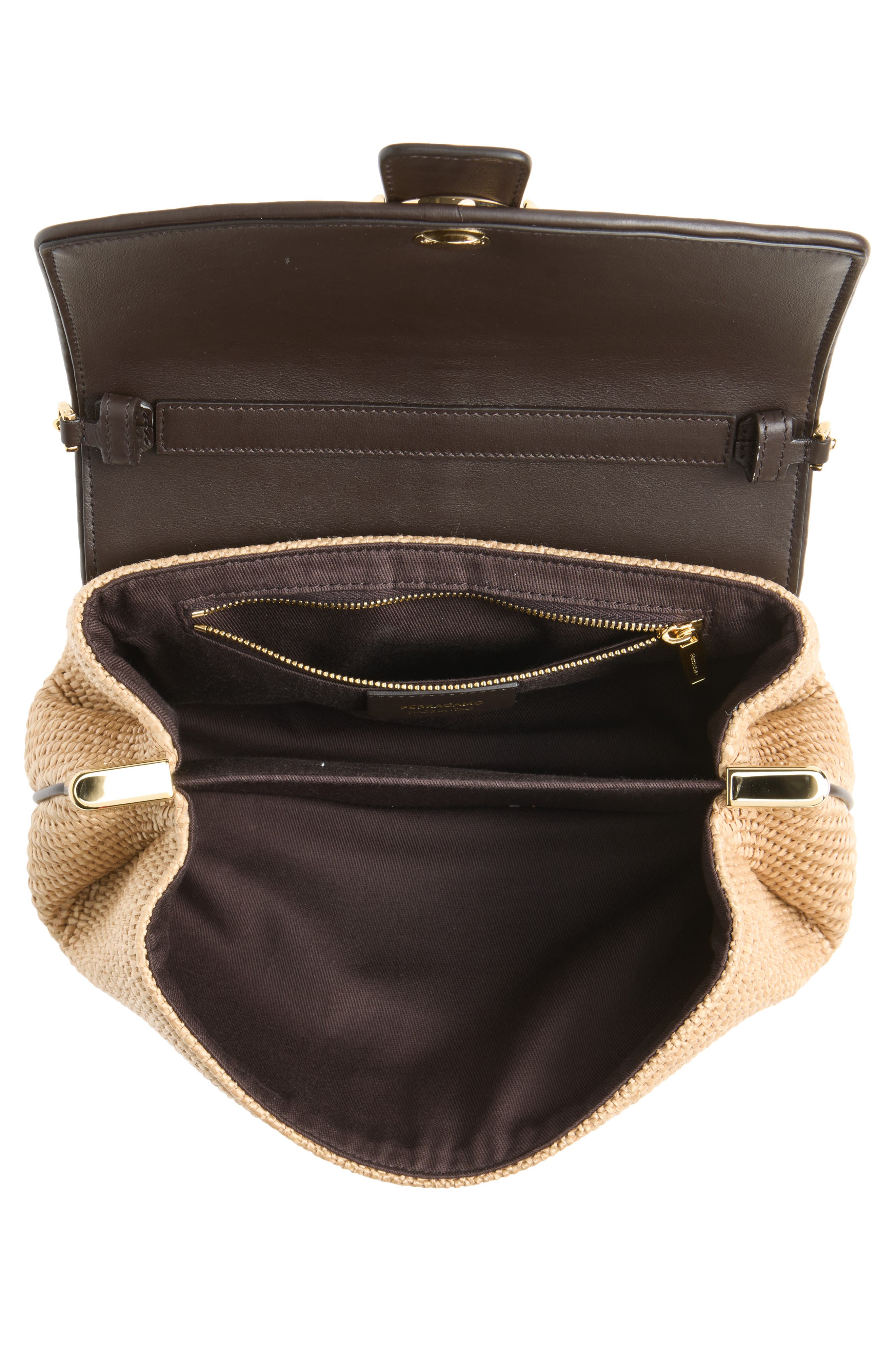 FERRAGAMO Mia Raffia Crossbody Bag, Alternate, color, Naturale Testa Di Moro