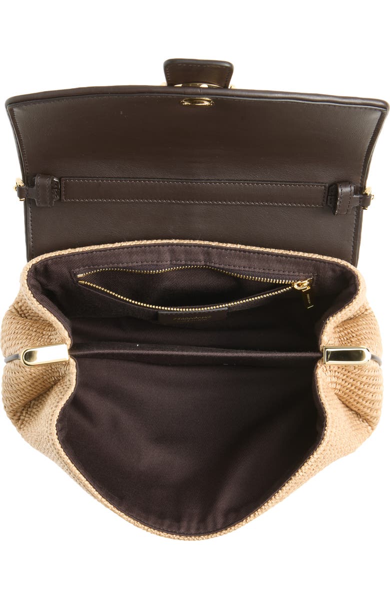 FERRAGAMO Mia Raffia Crossbody Bag, Alternate, color, Naturale Testa Di Moro