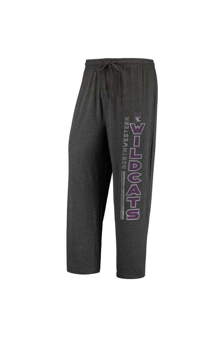 Men's Concepts Sport Heathered Charcoal/Purple Northwestern Wildcats Meter T-Shirt & Pants Sleep Set, Alternate, color, Heather Charcoal