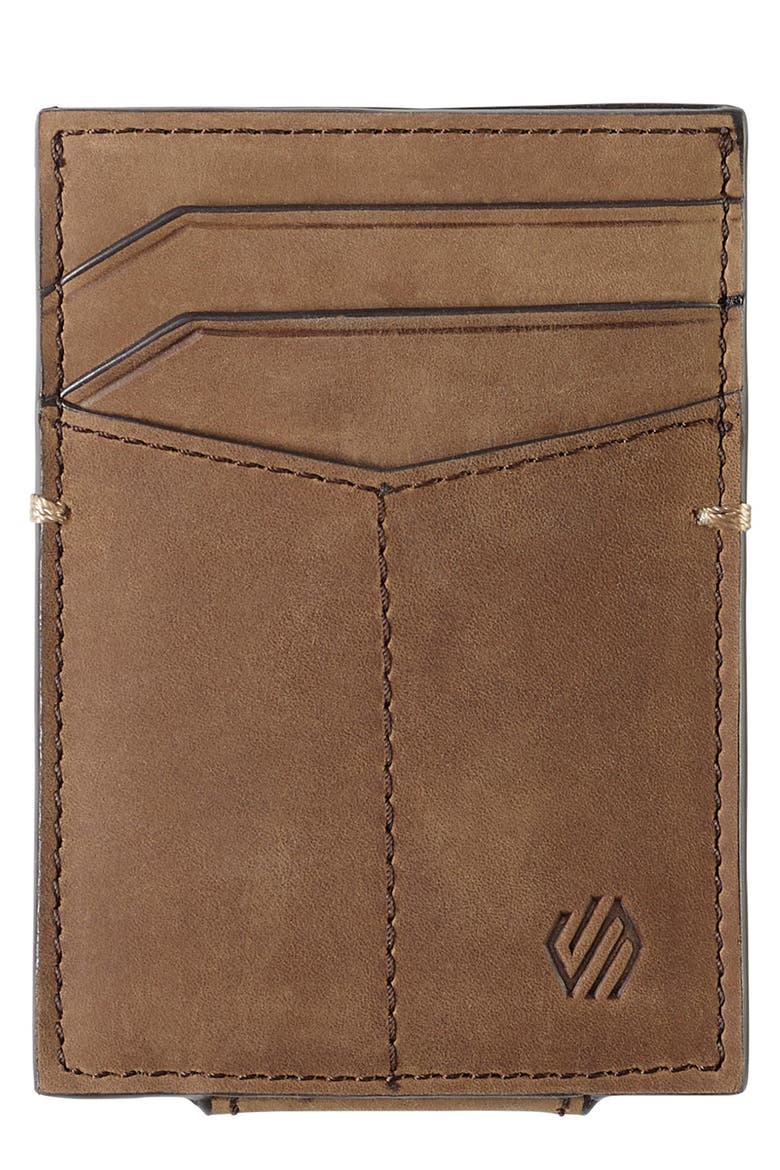 Rhodes Leather Money Clip Card Case, Main, color, TAN OILED