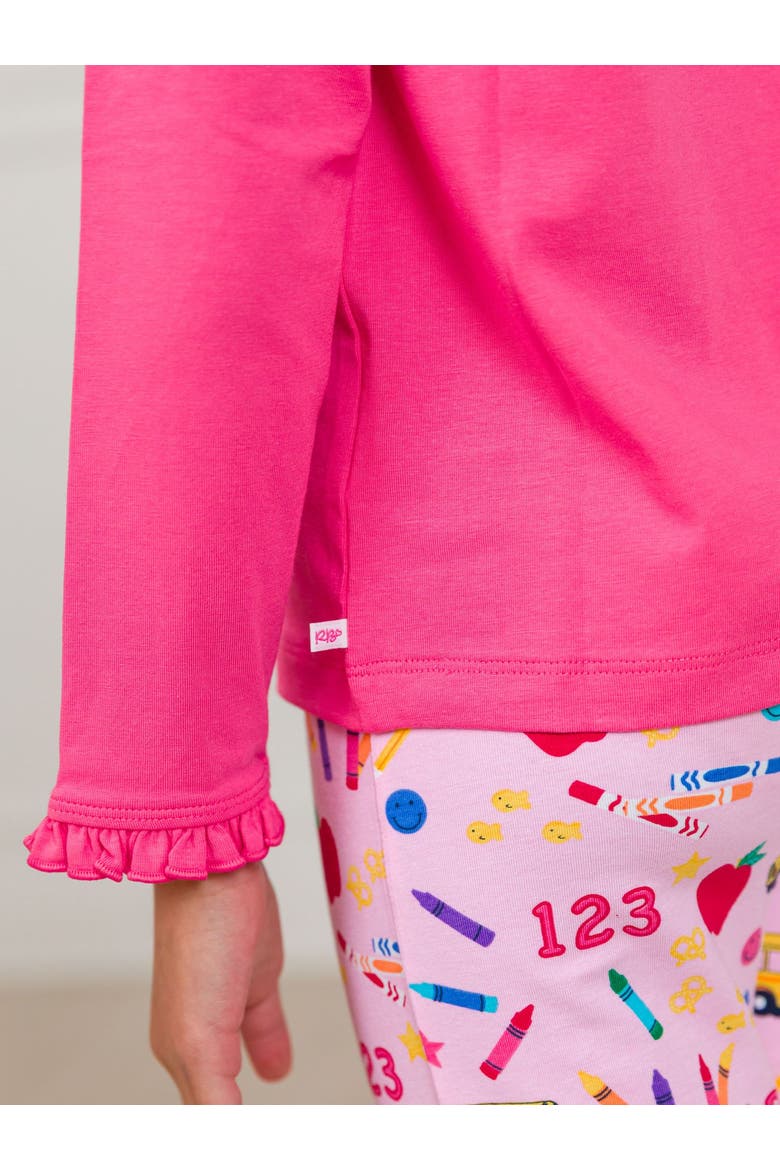 Knit Long Sleeve Ruffle Layering Tee, Alternate, color, Hot Pink