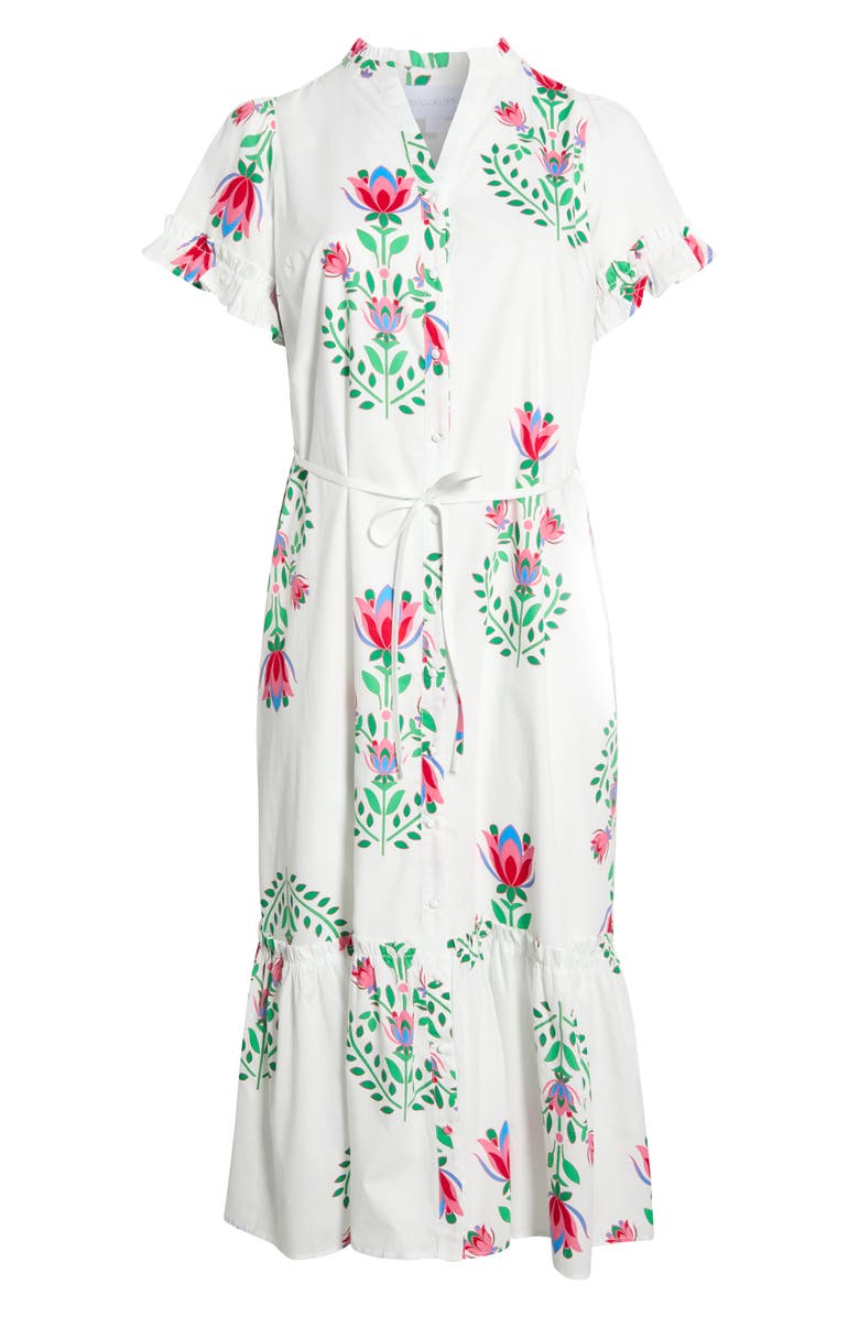 SUGARLIPS Floral Alna Shirtdress, Alternate, color, White-Green-Multi