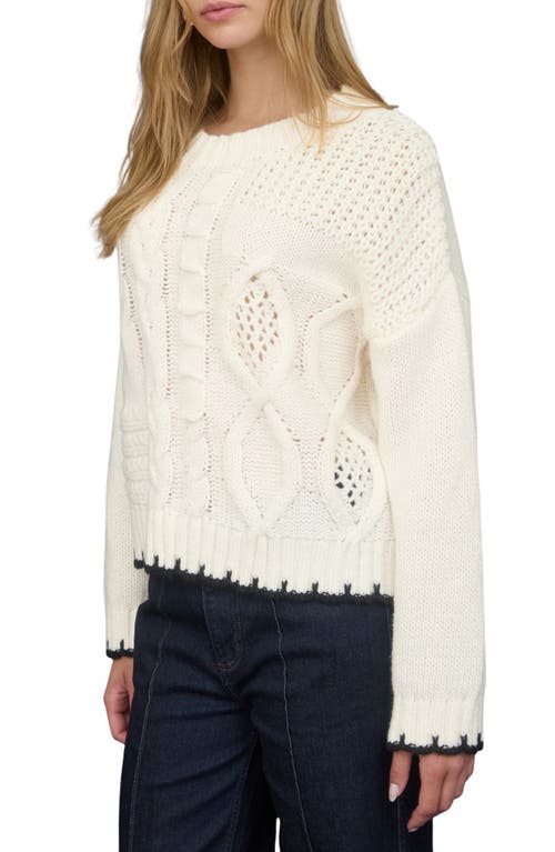 Blu Pepper Mixed Cable Knit Sweater In Neutral