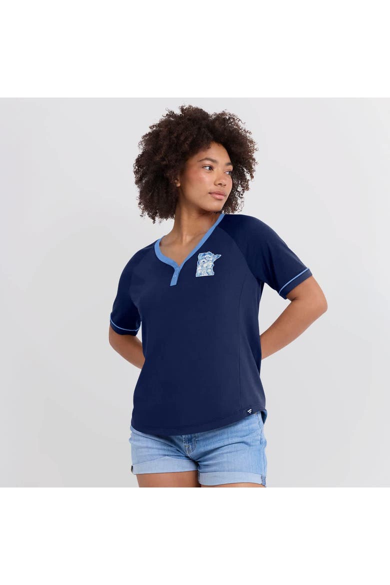 Women's Fanatics Navy Minnesota Twins Cooperstown Collection League Diva Raglan V-Neck T-Shirt, Alternate, color, Navy