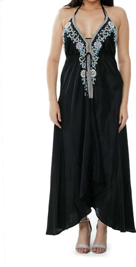 RANEES Black Turquoise Cover-Up Maxi Dress | Nordstromrack