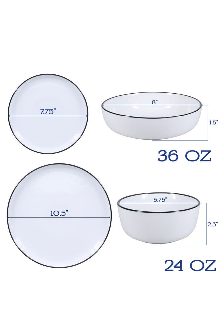 16-Piece Silhouette Dining Set, Alternate, color, WHITE W/BLACK